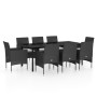 Juego de comedor de jardín 9 piezas con cojines negro de vidaXL, Conjuntos de jardín - Ref: Foro24-3099286, Precio: 686,84 €,...