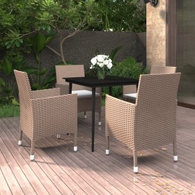 Garten-Essgruppe 5-teilig und Kissen aus synthetischem Rattan und Glas von vidaXL, Gartensets - Ref: Foro24-3099752, Preis: 3...