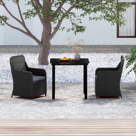 Juego de comedor de jardín 3 piezas con cojines negro de vidaXL, Conjuntos de jardín - Ref: Foro24-3099529, Precio: 349,99 €,...