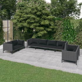 Set of 8-piece garden sofas with dark gray synthetic rattan cushions. by vidaXL, Garden sets - Ref: Foro24-3099834, Price: 66...