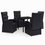 Juego de comedor de jardín 5 piezas con cojines negro de vidaXL, Conjuntos de jardín - Ref: Foro24-3099480, Precio: 685,86 €,...