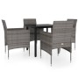 Juego de comedor para jardín 5 piezas con cojines gris y negro de vidaXL, Conjuntos de jardín - Ref: Foro24-3099288, Precio: ...