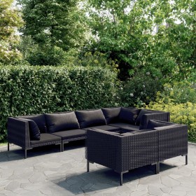 Gartensofas 7-teilig und Kissen dunkelgraues synthetisches Rattan von vidaXL, Gartensets - Ref: Foro24-3099864, Preis: 586,99...