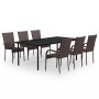 Garden dining set, 7 pieces, brown and black. by vidaXL, Garden sets - Ref: Foro24-3099387, Price: 489,77 €, Discount: %