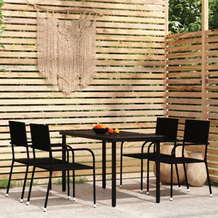 Juego de comedor de jardín 5 piezas negro de vidaXL, Conjuntos de jardín - Ref: Foro24-3099579, Precio: 268,17 €, Descuento: %