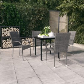 Gray and black 5-piece garden dining set by vidaXL, Garden sets - Ref: Foro24-3099390, Price: 253,77 €, Discount: %