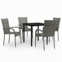 Juego de comedor de jardín 5 piezas gris y negro de vidaXL, Conjuntos de jardín - Ref: Foro24-3099390, Precio: 253,77 €, Desc...