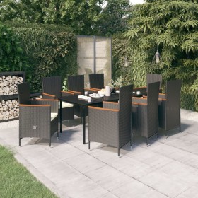 9-piece garden dining set with black cushions by vidaXL, Garden sets - Ref: Foro24-3099430, Price: 1,00 €, Discount: %