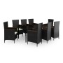 Juego de comedor de jardín 9 piezas con cojines negro de vidaXL, Conjuntos de jardín - Ref: Foro24-3099430, Precio: 1,00 €, D...