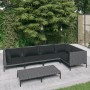 6-teilige Gartensofas und dunkelgraue synthetische Rattankissen von vidaXL, Gartensets - Ref: Foro24-3099839, Preis: 421,83 €...