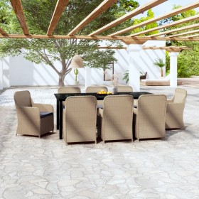 9-piece garden dining set and brown cushions by vidaXL, Garden sets - Ref: Foro24-3099540, Price: 1,00 €, Discount: %