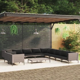 Gartensofas 12 Stück dunkelgraue synthetische Rattankissen von vidaXL, Gartensets - Ref: Foro24-3099901, Preis: 950,99 €, Rab...