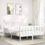 White solid wood bed frame with headboard 140x200 cm by vidaXL, Beds and slatted bases - Ref: Foro24-3193337, Price: 136,96 €...