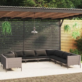 Garden sofas 9 pieces and cushions dark gray synthetic rattan by vidaXL, Garden sets - Ref: Foro24-3099896, Price: 902,88 €, ...