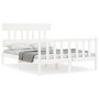 White solid wood bed frame with headboard 140x200 cm by vidaXL, Beds and slatted bases - Ref: Foro24-3193337, Price: 136,96 €...