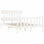 White solid wood bed frame with headboard 140x200 cm by vidaXL, Beds and slatted bases - Ref: Foro24-3193337, Price: 136,96 €...