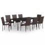 Juego de comedor para jardín 9 piezas marrón y negro de vidaXL, Conjuntos de jardín - Ref: Foro24-3099388, Precio: 645,75 €, ...