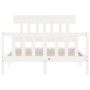 White solid wood bed frame with headboard 140x200 cm by vidaXL, Beds and slatted bases - Ref: Foro24-3193337, Price: 136,96 €...