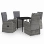 Juego de comedor de jardín 5 piezas con cojines gris de vidaXL, Conjuntos de jardín - Ref: Foro24-3099486, Precio: 702,77 €, ...