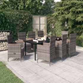 9-piece garden dining set with gray cushions by vidaXL, Garden sets - Ref: Foro24-3099436, Price: 1,00 €, Discount: %