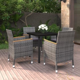 Garten-Essgruppe 5-teilig und Kissen aus synthetischem Rattan und Glas von vidaXL, Gartensets - Ref: Foro24-3099776, Preis: 3...