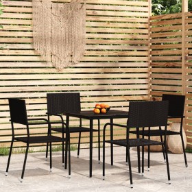 Juego de comedor de jardín 5 piezas negro de vidaXL, Conjuntos de jardín - Ref: Foro24-3099590, Precio: 267,99 €, Descuento: %