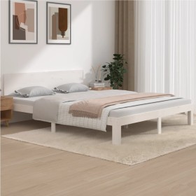 Estructura de cama de madera maciza de pino blanco 160x200 cm de vidaXL, Camas y somieres - Ref: Foro24-833120, Precio: 209,3...