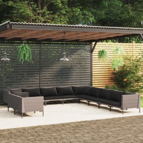 Gartensofas 11 Stück und Kissen dunkelgraues synthetisches Rattan von vidaXL, Gartensets - Ref: Foro24-3099900, Preis: 1,00 €...