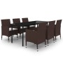 Set comedor de jardín 7 pzas y cojines ratán sintético y vidrio de vidaXL, Conjuntos de jardín - Ref: Foro24-3099677, Precio:...