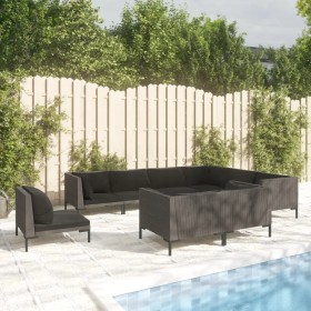 Gartensofas 9-teilig und Kissen dunkelgraues synthetisches Rattan von vidaXL, Gartensets - Ref: Foro24-3099880, Preis: 902,88...