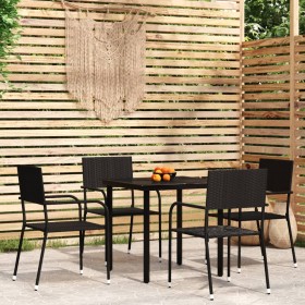 Juego de comedor de jardín 5 piezas negro de vidaXL, Conjuntos de jardín - Ref: Foro24-3099578, Precio: 230,78 €, Descuento: %