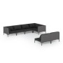 Gartensofa 7 Stück und Kissen dunkelgrau synthetischen Rattan von vidaXL, Gartensets - Ref: Foro24-3099860, Preis: 589,99 €, ...