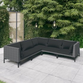 Gartensofas 5 Stück und Kissen dunkelgraues synthetisches Rattan von vidaXL, Gartensets - Ref: Foro24-3099840, Preis: 430,99 ...