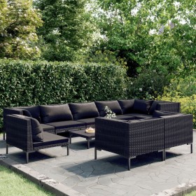 Gartenmöbel 10 Stück und Kissen dunkelgraues synthetisches Rattan von vidaXL, Gartensets - Ref: Foro24-3099875, Preis: 706,99...