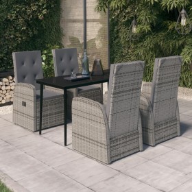 5-teiliges Garten-Essset mit grauen Kissen von vidaXL, Gartensets - Ref: Foro24-3099487, Preis: 940,99 €, Rabatt: %