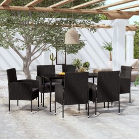 Juego de comedor para jardín 7 piezas negro de vidaXL, Conjuntos de jardín - Ref: Foro24-3099634, Precio: 473,99 €, Descuento: %