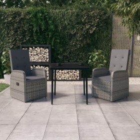 3-piece garden dining set with gray cushions by vidaXL, Garden sets - Ref: Foro24-3099485, Price: 501,99 €, Discount: %