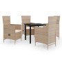 Juego de comedor de jardín 5 piezas con cojines beige de vidaXL, Conjuntos de jardín - Ref: Foro24-3099438, Precio: 600,99 €,...