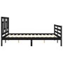 Bed frame with black solid wood headboard 160x200 cm by vidaXL, Beds and slatted bases - Ref: Foro24-3194975, Price: 154,99 €...