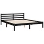 Bed frame with black solid wood headboard 160x200 cm by vidaXL, Beds and slatted bases - Ref: Foro24-3194975, Price: 154,99 €...