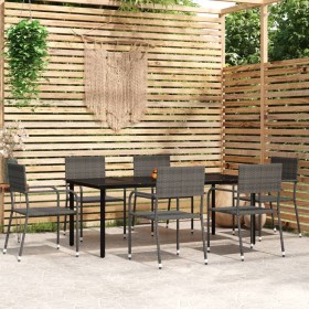 Juego de comedor para jardín 7 piezas gris de vidaXL, Conjuntos de jardín - Ref: Foro24-3099587, Precio: 417,99 €, Descuento: %