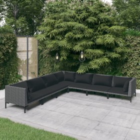 7-teilige Gartensofas und dunkelgraue Kissen aus synthetischem Rattan von vidaXL, Gartensets - Ref: Foro24-3099846, Preis: 65...