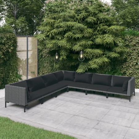 7-piece garden sofas and dark gray synthetic rattan cushions by vidaXL, Garden sets - Ref: Foro24-3099846, Price: 589,99 €, D...