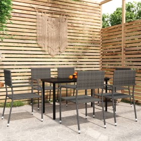 Juego de comedor para jardín 7 piezas gris de vidaXL, Conjuntos de jardín - Ref: Foro24-3099586, Precio: 295,99 €, Descuento: %