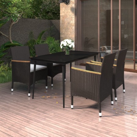 Set comedor de jardín 5 pzas y cojines ratán sintético y vidrio de vidaXL, Conjuntos de jardín - Ref: Foro24-3099783, Precio:...