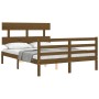 Estructura cama y cabecero madera maciza marrón miel 120x200 cm de vidaXL, Camas y somieres - Ref: Foro24-3195089, Precio: 12...