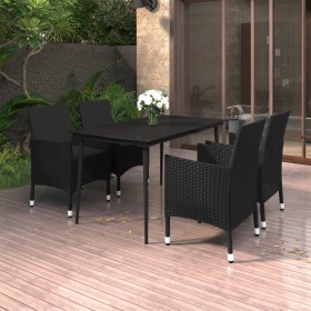 Set comedor de jardín 5 pzas y cojines ratán sintético y vidrio de vidaXL, Conjuntos de jardín - Ref: Foro24-3099735, Precio:...