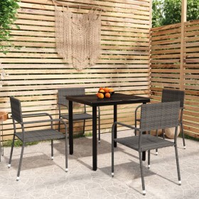 Juego de comedor de jardín 5 piezas gris de vidaXL, Conjuntos de jardín - Ref: Foro24-3099584, Precio: 201,99 €, Descuento: %