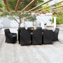 Juego de comedor de jardín 9 piezas con cojines negro de vidaXL, Conjuntos de jardín - Ref: Foro24-3099534, Precio: 1,00 €, D...