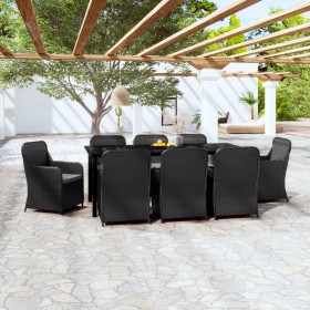 Juego de comedor de jardín 9 piezas con cojines negro de vidaXL, Conjuntos de jardín - Ref: Foro24-3099534, Precio: 1,00 €, D...